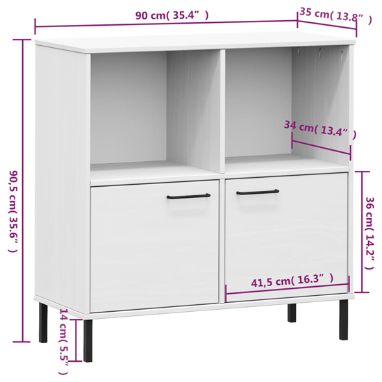 Adica Solid Wood Bookcase With 2 Doors In White