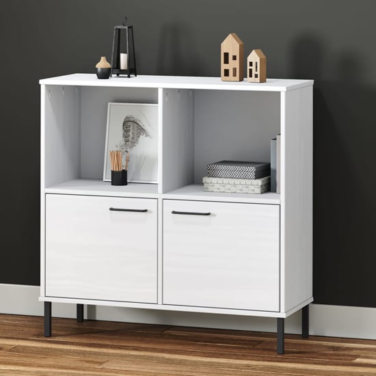 Read more about Adica solid wood bookcase with 2 doors in white