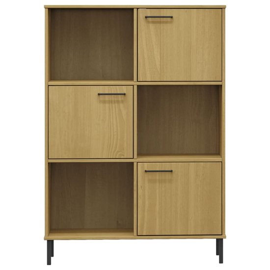 Adica Solid Wood Bookcase 3 Doors In Brown With Metal Legs