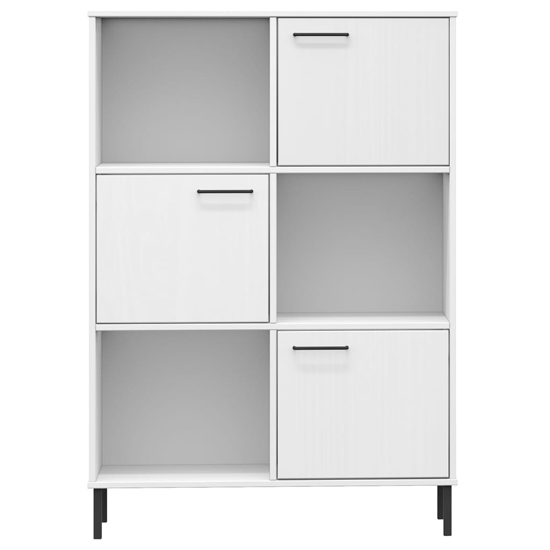 Adica Solid Wood Bookcase 3 Doors In White With Metal Legs