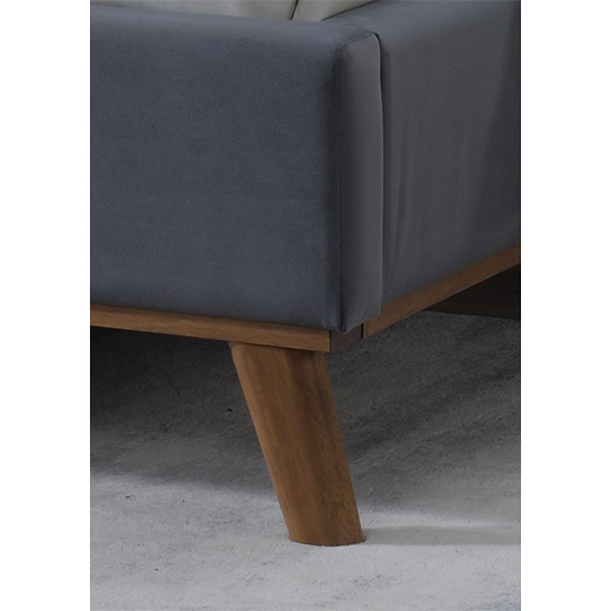 Adica Velvet Fabric King Size Bed In Dark Grey