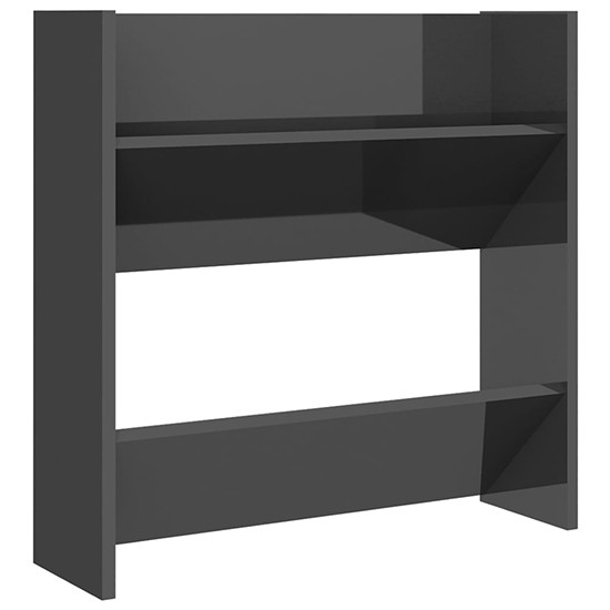 Adino High Gloss Wall Mounted Shoe Storage Rack In Grey