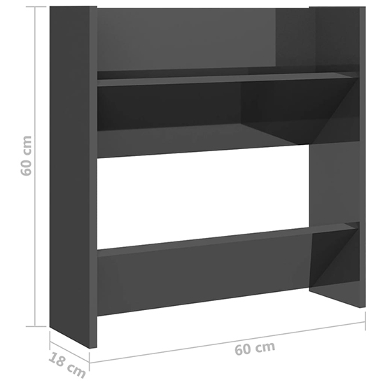Adino High Gloss Wall Mounted Shoe Storage Rack In Grey
