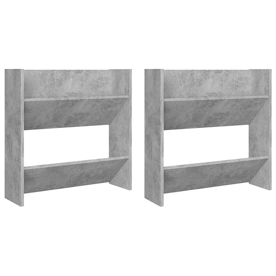 Adino Wooden Wall Mounted Shoe Storage Rack In Concrete Effect