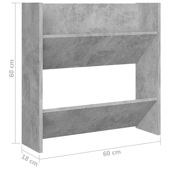 Adino Wooden Wall Mounted Shoe Storage Rack In Concrete Effect