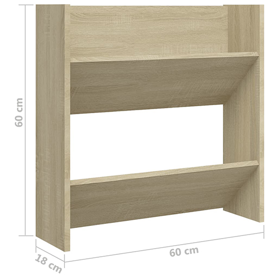 Adino Wooden Wall Mounted Shoe Storage Rack In Sonoma Oak