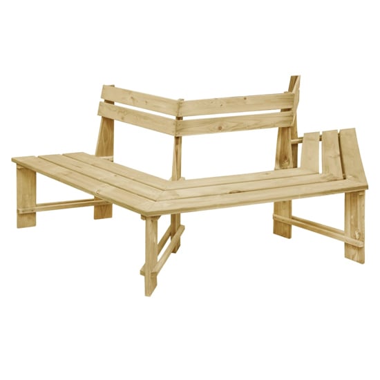 Product photograph of Adira Wooden Corner Garden Seating Bench In Green Impregnated from Furniture in Fashion