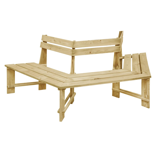 Adira Wooden Corner Garden Seating Bench In Green Impregnated