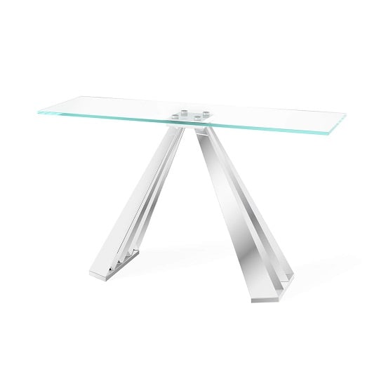 Photo of Arnside clear glass console table with stainless steel base