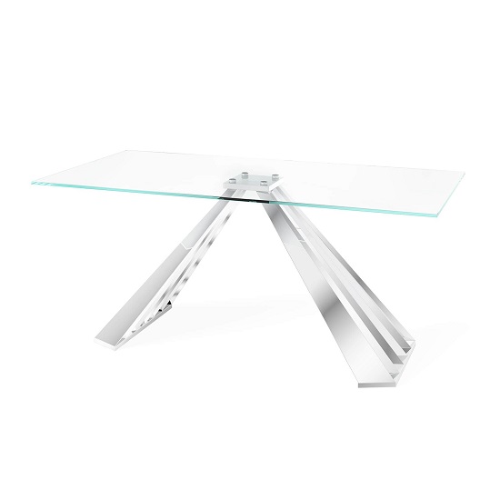 Photo of Arnside clear glass dining table with stainless steel base