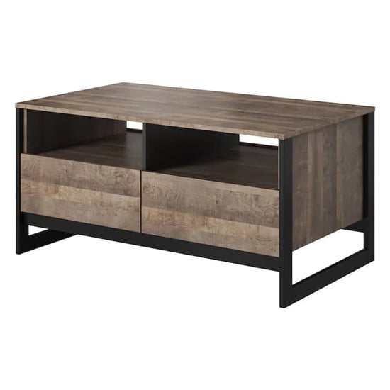 Product photograph of Adkins Wooden Coffee Table With 2 Drawers In Grande Oak from Furniture in Fashion