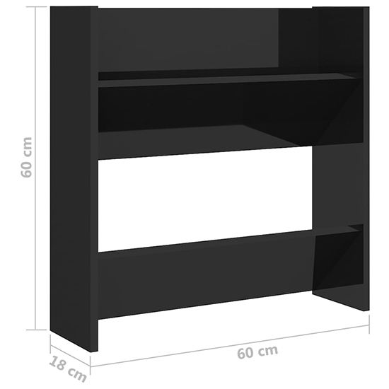 Adkins High Gloss Wall Mounted Shoe Storage Rack In Black