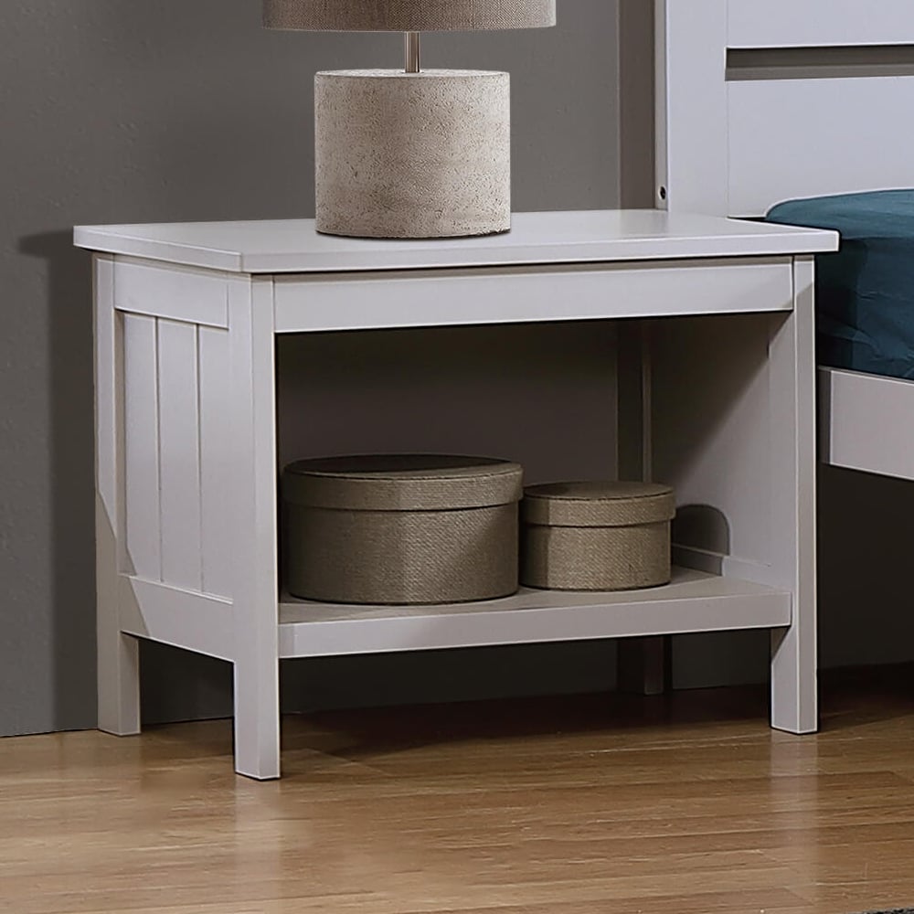 Adkins Wooden Bedside Cabinet In Grey