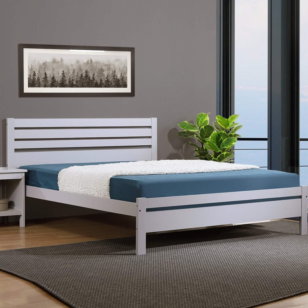 Adkins Wooden Double Bed In Grey