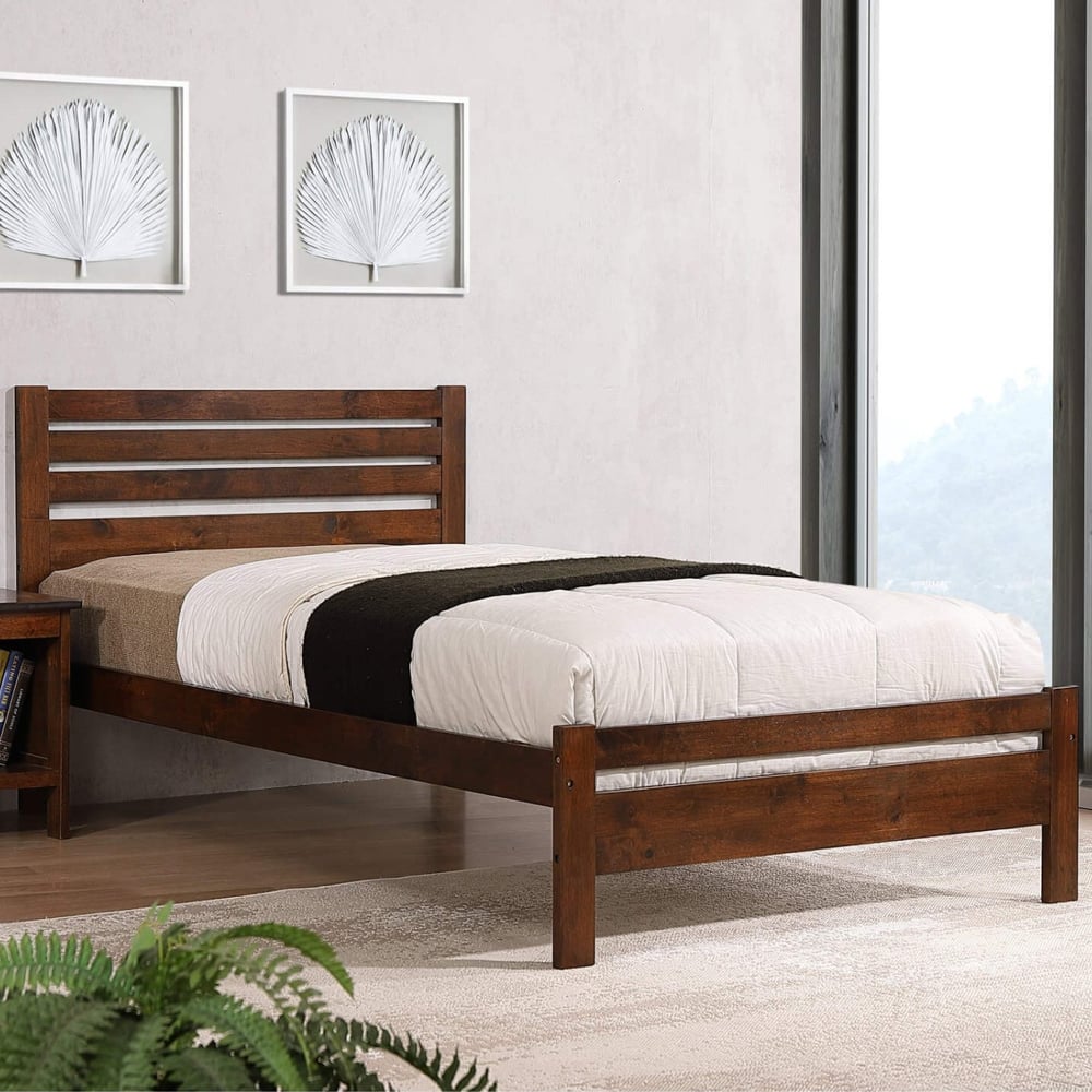 Adkins Wooden Single Bed In Antique Oak