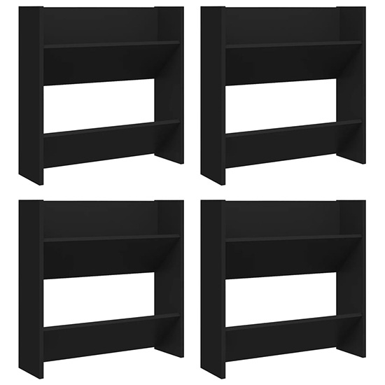 Adkins Wooden Wall Mounted Shoe Storage Rack In Black