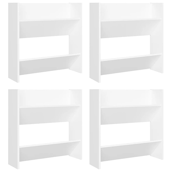 Adkins Wooden Wall Mounted Shoe Storage Rack In White