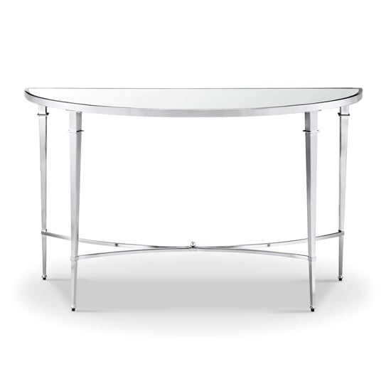 Adley Glass Console Table With Chrome Stainless Steel Legs FiF