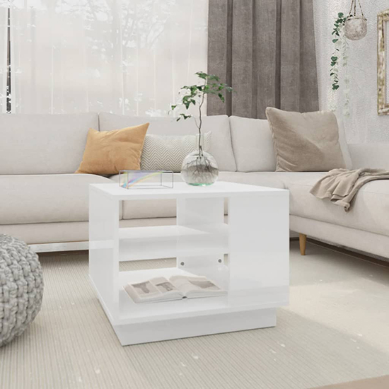 Photo of Adolfo high gloss coffee table with undershelf in white