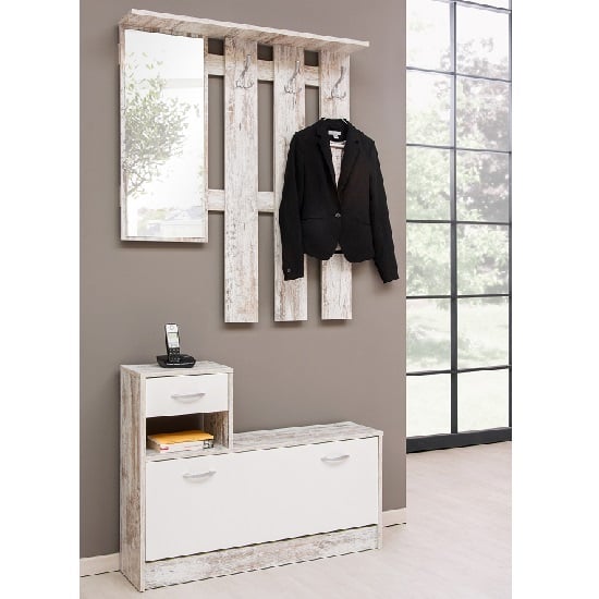 Read more about Harrison hallway shoe storage in fresco and white