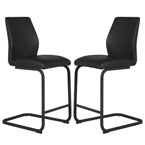 Read more about Adoncia black faux leather counter bar chairs in pair