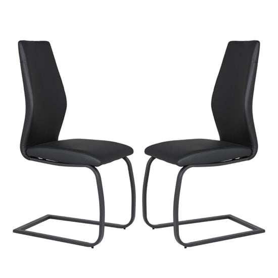 Adoncia Black Faux Leather Dining Chairs In Pair