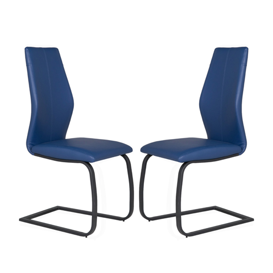 Adoncia Blue Faux Leather Dining Chairs In Pair