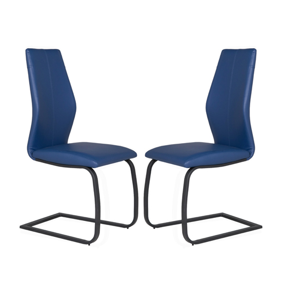 Adoncia Blue Faux Leather Dining Chairs In Pair
