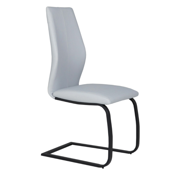 Product photograph of Adoncia Faux Leather Dining Chair In Silver from Furniture in Fashion