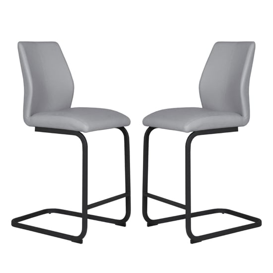 Read more about Adoncia grey faux leather counter bar chairs in pair