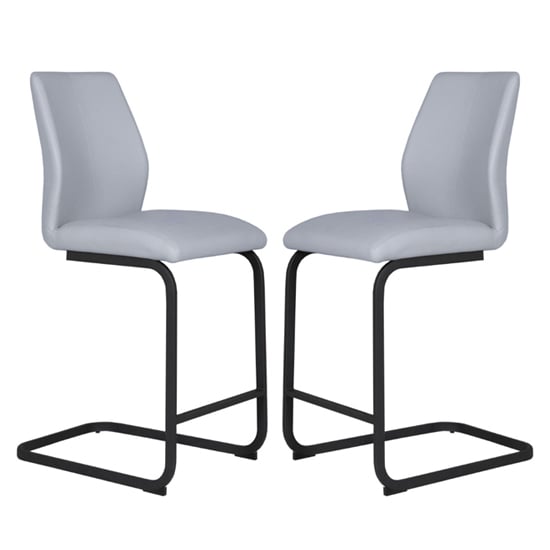 Read more about Adoncia silver faux leather counter bar chairs in pair