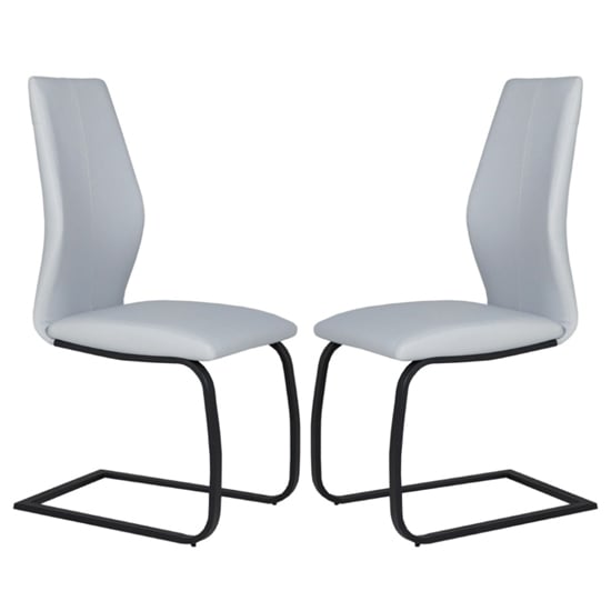 Adoncia Silver Faux Leather Dining Chairs In Pair