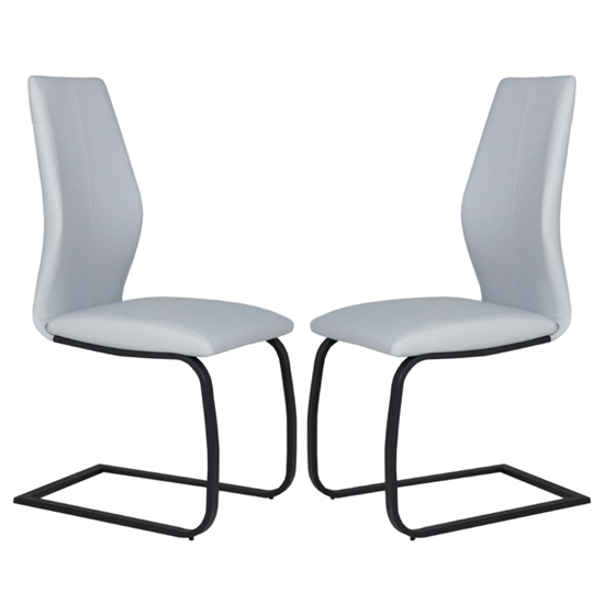 Read more about Adoncia silver faux leather dining chairs in pair