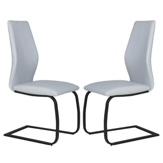 Adoncia Silver Faux Leather Dining Chairs In Pair