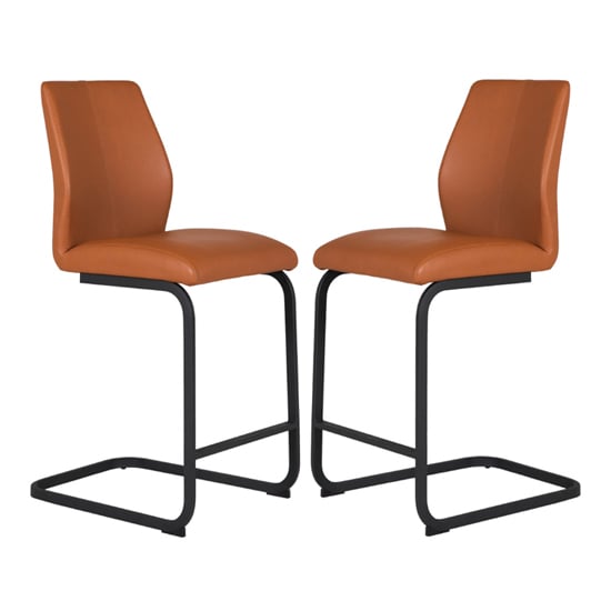 Product photograph of Adoncia Tan Faux Leather Counter Bar Chairs In Pair from Furniture in Fashion