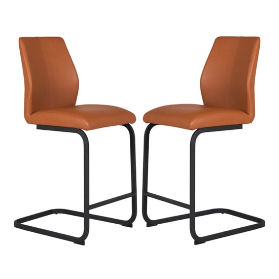 Read more about Adoncia tan faux leather counter bar chairs in pair