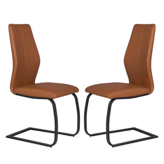 Product photograph of Adoncia Tan Faux Leather Dining Chairs In Pair from Furniture in Fashion