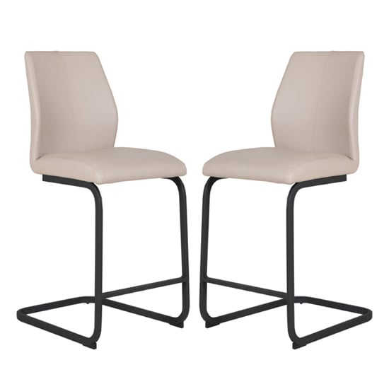 Product photograph of Adoncia Taupe Faux Leather Counter Bar Chairs In Pair from Furniture in Fashion