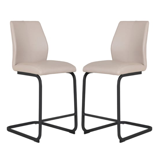 Read more about Adoncia taupe faux leather counter bar chairs in pair
