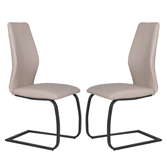 Adoncia Taupe Faux Leather Dining Chairs In Pair