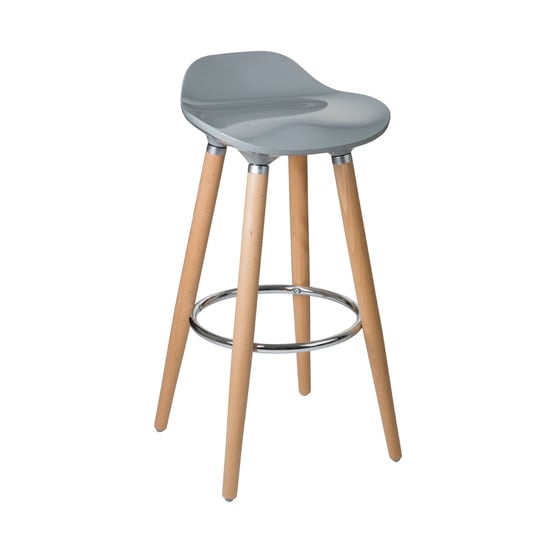 Product photograph of Adoni Bar Stool In Natural Beech Wooden Legs In Grey Frame from Furniture in Fashion