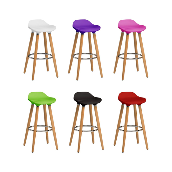 Adoni Bar Stool In Natural Beech Wooden Legs In White Frame_2