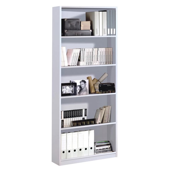 Adonia Wooden Book Shelf With 5 Shelves In White
