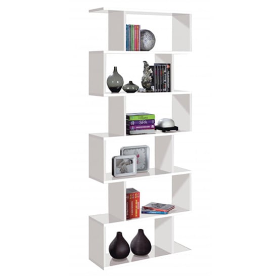 Adonia Wooden Bookcase Tall With 5 Tiers In White