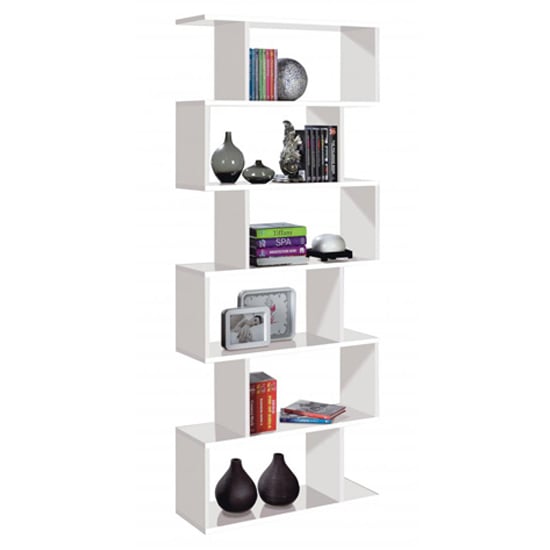 Photo of Adonia wooden bookcase tall with 5 tiers in white