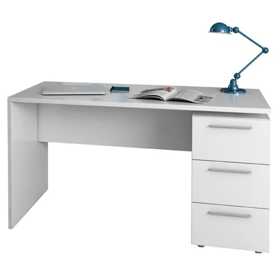 Product photograph of Adonia Wooden Laptop Desk With 3 Drawer In White from Furniture in Fashion