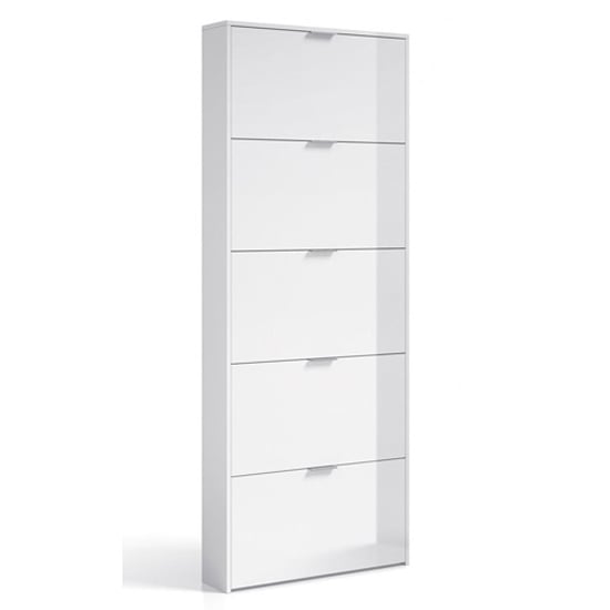 Read more about Adonia wooden shoe storage cabinet with 5 flap doors in white