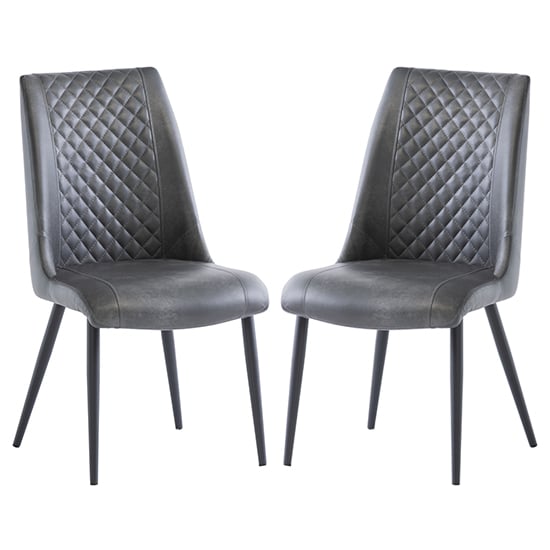 Adora Grey Faux Leather Dining Chairs In Pair