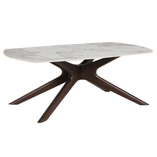 Product photograph of Adria Ceramic Coffee Table With Brown Walnut Legs from Furniture in Fashion