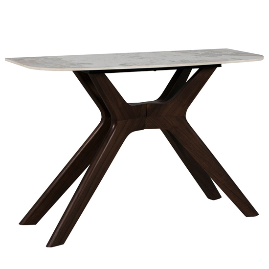 Read more about Adria ceramic console table with brown walnut legs